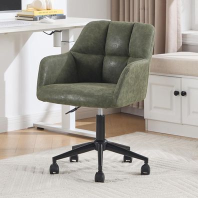 chairus Bürostuhl aus PU Leder, 360° drehbar und höhenverstellbar, Grün mit