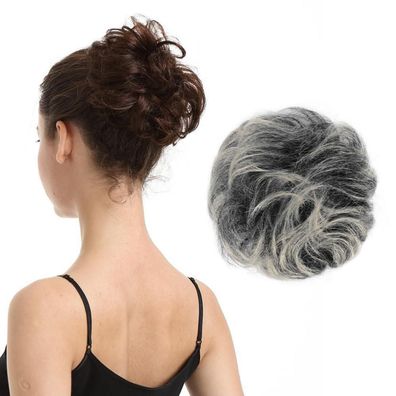 Barsdar Echtes Menschliches Haar Bun Haarteil Extensions für Frauen - Grau