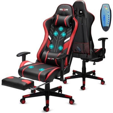 Douxlife Gaming Stuhl mit 7-Punkt Massage, Fußstütze, ergonomisch, bis 180kg