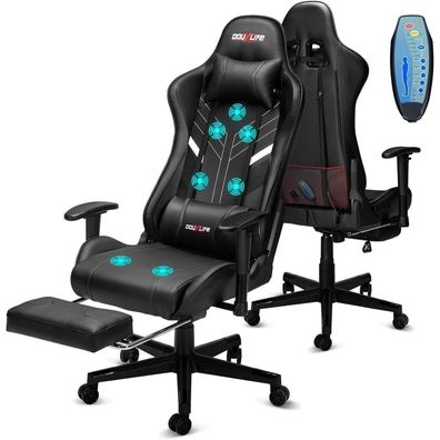Douxlife Gaming Stuhl mit 7-Punkt Massage, Fußstütze, ergonomisch, bis 180kg