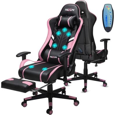 Douxlife Gaming Stuhl mit 7-Punkt Massage, Fußstütze, ergonomischer Bürostuhl