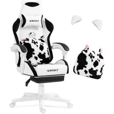 Vigosit Gaming Stuhl Niedlich mit Ohren, Kawaii Kissen, Ergonomisch für