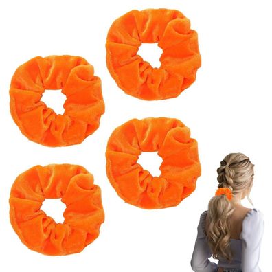 WLVinson 4 Stück Samt Haargummis Orange, Haarschmuck für Damen, Dick und