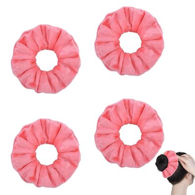 4er Set Haargummis Scrunchies aus weichem rosa Samtstoff für Damen, ideal für