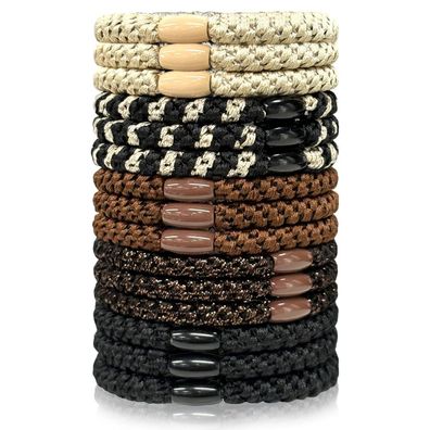 Sularpek 15er Set Haargummis Braun & Schwarz Scrunchies für Damen - Elastisch