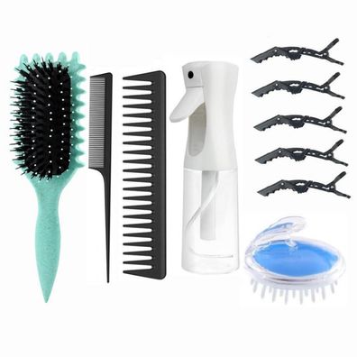 ABWXN Locken Haar Bürste Set 10in1 mit Locken Defining Bürste, Sprühflasche