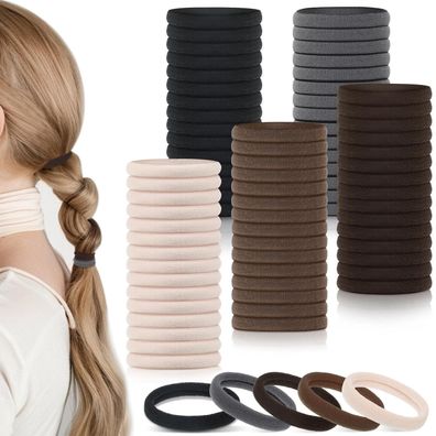 obeoby 100 Stück Neutrale Farben Nahtlose Haargummis für Damen und Mädchen