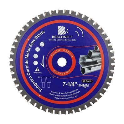 Brschnitt Metallkreissägeblatt 184mm 48T TCT für Stahl, Alu, Kupfer, Baustahl