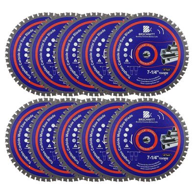 Brschnitt Metallkreissägeblatt 184mm 48T TCT (10er Pack) für Stahl, Alu, Kupfer