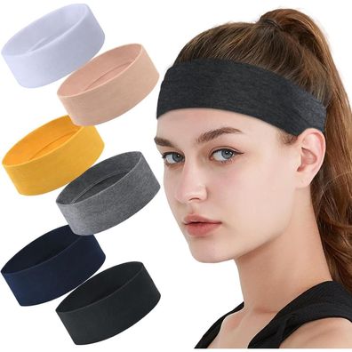URAQT 6er Pack Sport Stirnbänder Unisex - Elastisch, Dünn, Anti-Rutsch Haarband