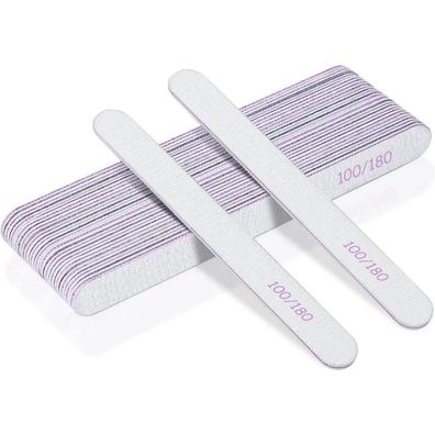 URAQT Nagelfeilen Set, 15 Stück, Doppelseitige 100/180 Körnung, Waschbar, für