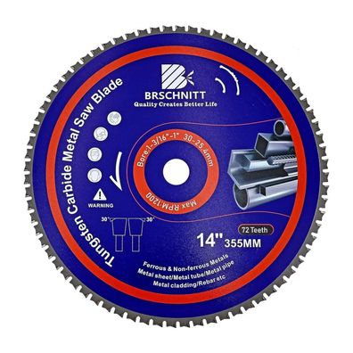 Brschnitt Metallkreissägeblatt 355mm 72T TCT für Stahl, Alu, Kupfer | 30/25.4mm