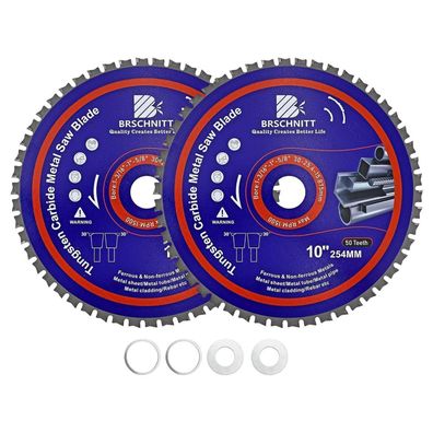 Brschnitt Metall Kreissägeblatt 254mm 50T TCT (2 Stk.) für Stahl, Alu, Kupfer