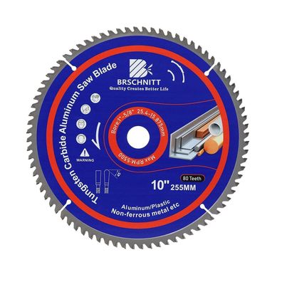 Brschnitt 10 Zoll Kreissägeblatt 80T TCG für Aluminium, Kunststoff, Holz, Ø