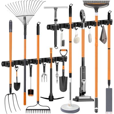 OMerima 2er Set Besenhalterung Wand, Edelstahl Gerätehalter mit 10 Haltern und