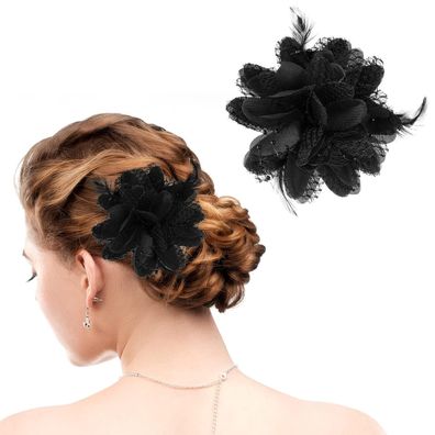 Sibba Blumen-Haarspange mit Feder und Schmetterlings-Accessoire für Teepartys
