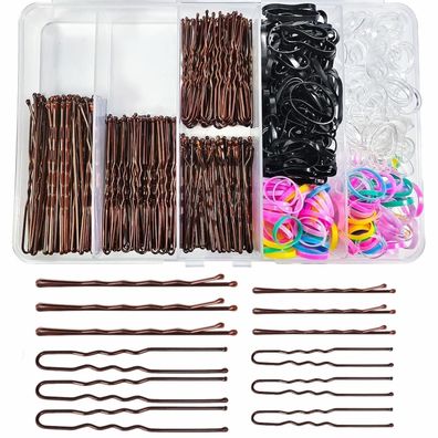 Hanyousheng 650-teiliges Haarnadel- und Haargummi-Set mit Aufbewahrungsbox für