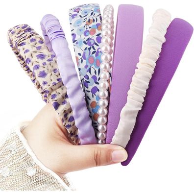 Dreshow Haarreifen Damen Set 7 Stück - Perlen, Blumen & Gepolsterte