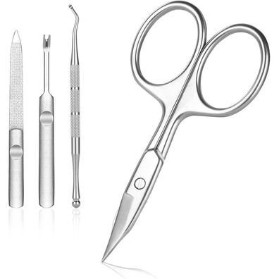 URAQT 4-teiliges Nagelschere Hautschere Set aus Edelstahl mit gebogener Spitze