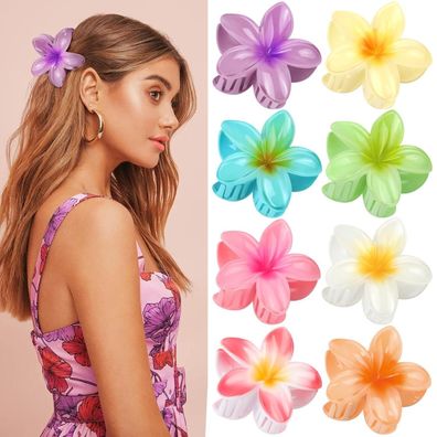 Kavya 8er Set Große Blumen Haarklammern für Damen & Mädchen - Bunt, Hawaii Stil