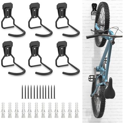 Housolution Fahrrad Wandhalterung L-Förmig, 6 Stück, Platzsparend, Schwarz
