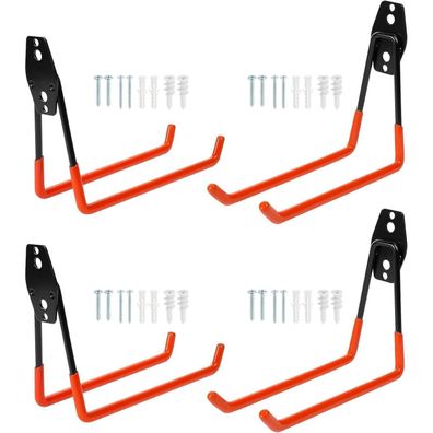 Knpwer 4 Stück Garagenhaken, Heavy Duty Doppelhaken Wandhaken für Fahrräder und