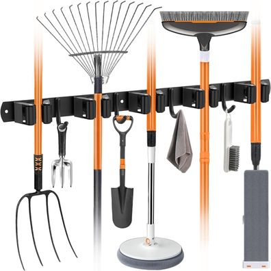 OMerima Besenhalterung Wand mit 5 Haltern + 4 Haken aus Edelstahl