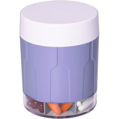 Betife Tablettenbox 7 Tage, Große Fächer, Rund, Pillendose Groß, Violett (21