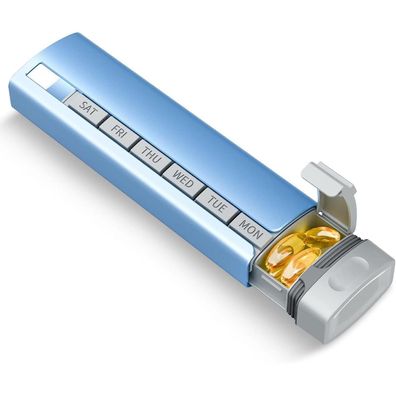 Betife 7-Tage Tablettenbox aus Aluminiumlegierung, Metall Medikamentenbox für