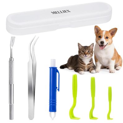 Melliex Zeckenzange Set (6er Pack) - Edelstahl Zeckenentferner für Mensch