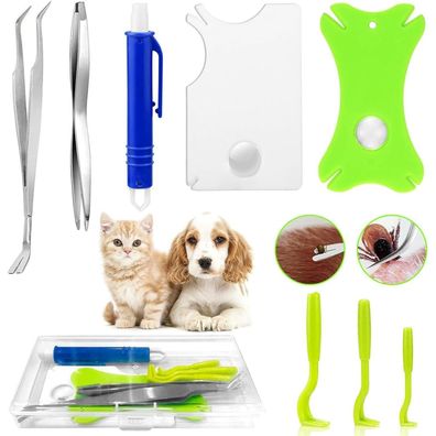 Taihobo 8er Set Zeckenzange für Mensch & Haustier, Profi Zeckenzangen mit Lupe