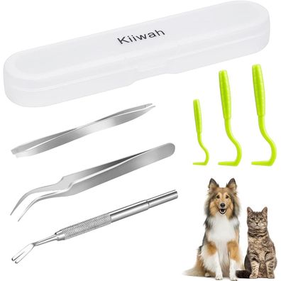 6er Edelstahl Zeckenhaken & Zeckenzange Set zur sicheren Zeckenentfernung bei