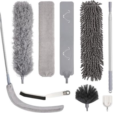 7-teiliges Teleskop-Staubwedel-Set, ausziehbar bis 213 cm, waschbar
