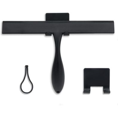 FY&XZH Silikon Duschabzieher mit Haken, Schwarz - Ergonomischer Griff für