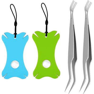 Caincay Zeckenkarte mit Lupe und 2 Edelstahl-Zeckenzangen - Set für Mensch und