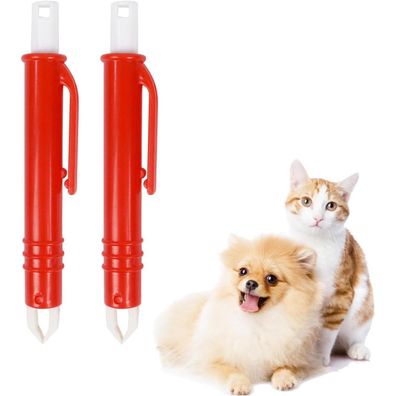 Qaziuy Zeckenentferner Set (2 Stück) für Hunde, Katzen, Menschen & Kinder - Rot