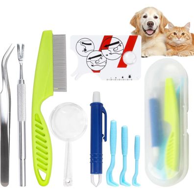 Qaziuy Zeckenentferner Set: Zeckenkarte, Hebel, Zange, Pinzette für Hunde