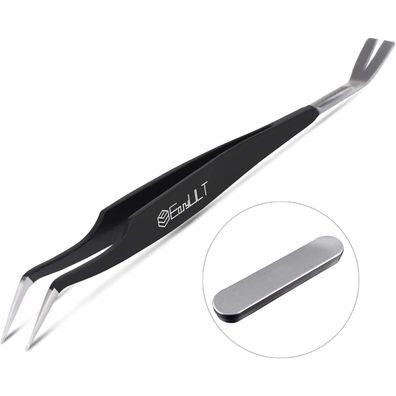 EasyULT Zeckenzange Edelstahl 2in1 Splitterpinzette & Zeckenhaken für Mensch