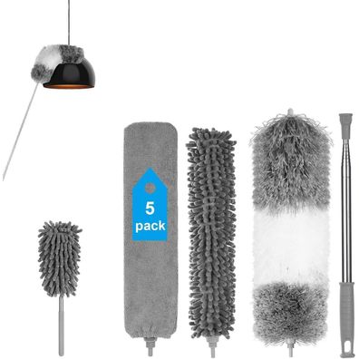 Vicloon Staubwischer Set mit Teleskopstiel, biegsam, Mikrofaser, bis 242 cm