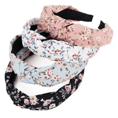 Dreshow 4er Pack Verknotete Haarreifen Damen Mädchen, Boho Breite Anti-Rutsch