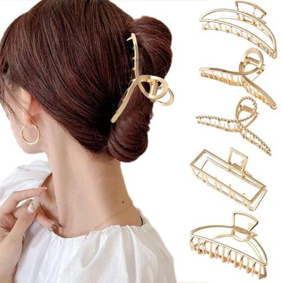 Generic 5x Haarklammern Groß für Dickes Haar, Metall Haarspange Gold