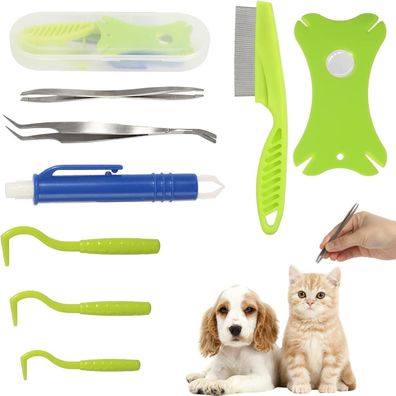 xnnmzhao Zeckenzange 9-in-1 Set mit Etui für Mensch und Haustier