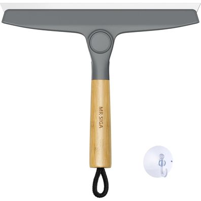 MR. SIGA Allzweck-Silikonabzieher mit schwenkbarem Bambusgriff, 25,4 cm, Grau