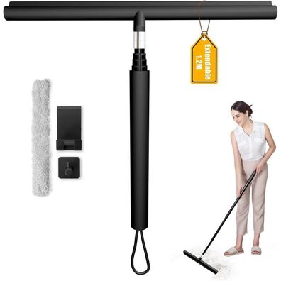 Loresjoy Duschabzieher Set mit Halterung, Teleskopstange 30-120cm, Bohrlos, für