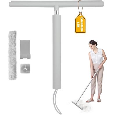 Loresjoy Einstellbarer Duschabzieher 30-120cm mit Halterung, ohne Bohren, für