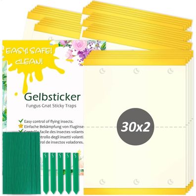 Blooven Gelbsticker 60 Stück - Trauermücken & kleine Fliegen bekämpfen