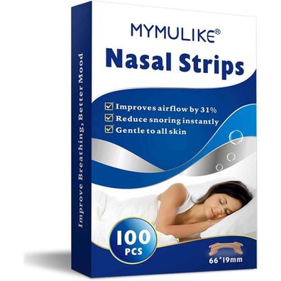 Mymulike Nasenpflaster gegen Schnarchen, 100 Stück, Größe L (66x19mm) zur