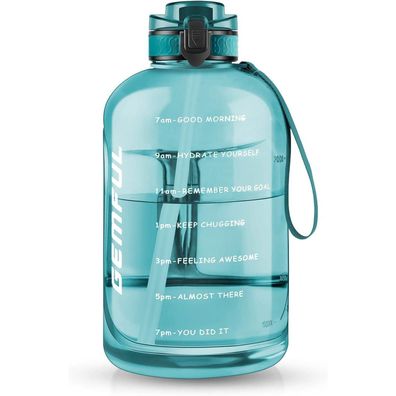 GEMFUL Wasserflasche 3L mit Strohhalm & Zeitmarkierung - BPA-Frei
