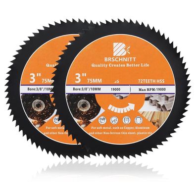 Brschnitt HSS Kreissägeblatt 75mm 72T 10mm Bohrung für Holz, Kupfer, Alu