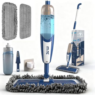 Buuroohm Sprühmopp zur Bodenreinigung mit 360° Drehung, 500ml, 2 Pads, für